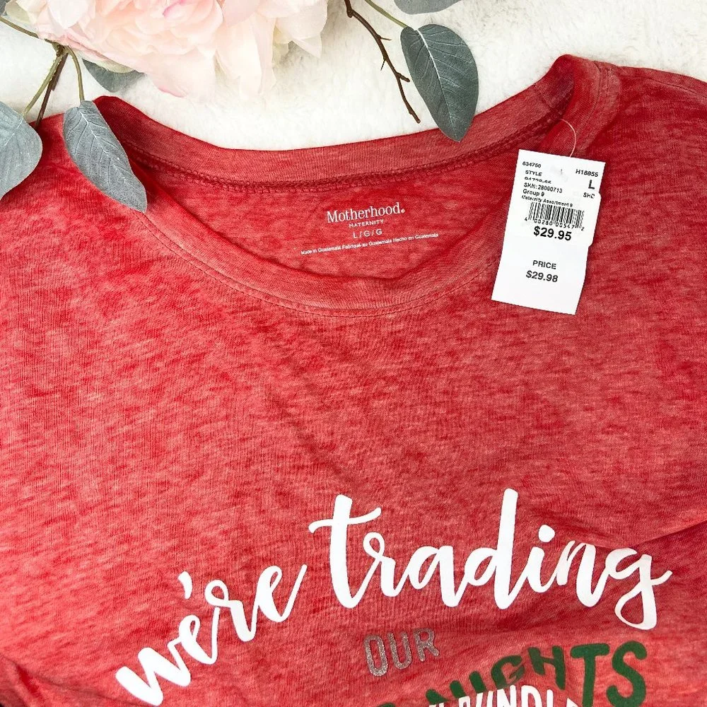 Motherhood Maternity Holiday Long Sleeve T-Shirt Red Large - Picture 5 of 8